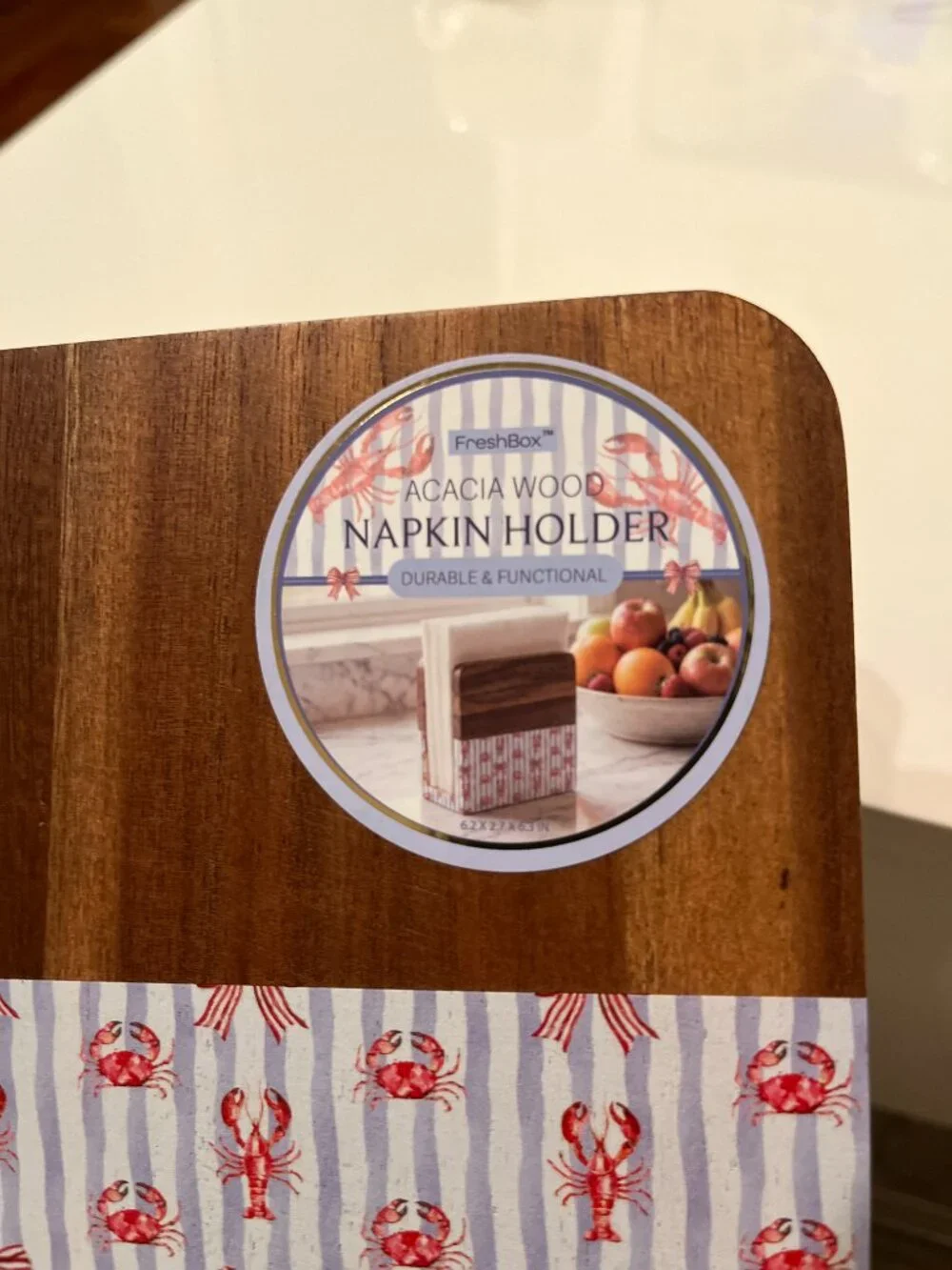 Nautical Napkin Holder - FreshBox Acadia Wood (Coastal Table Decor) NWT